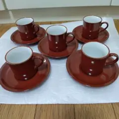 鉄砂コーヒーカップ＆ソーサー5客セット　コーヒーメーカー　　まとめ売り