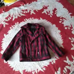 赤と黒のチェック ダブルブレストジャケット