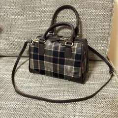 美品 ショルダーバッグ ミニバッグ チェック ハンドバッグ コンパクト 斜め掛け