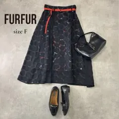 FURFUR ドット×花柄フレアスカート ブラック S〜M相当のサムネイル