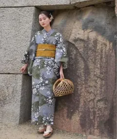 新品 未使用 utatane 浴衣 小袋帯 下駄 赤と青の帆船 ニコアンティーク