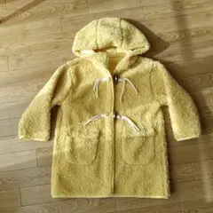 韓国子供服　イエローボアコート フード付き