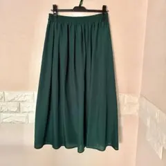 【イッカ】ikka/ロングフレアスカート/Mサイズ/グリーン/緑/ゴムウエストのサムネイル