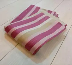 ◆高級ブランドアッシュエル半幅帯◆HL濃桃縞×生成縞◆半巾帯◆長尺◆新品未使用