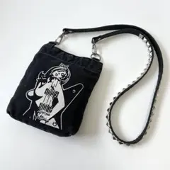 ヒステリックグラマー　スタッズ　ショルダーバッグ　レザー　黒　ビンテージ加工