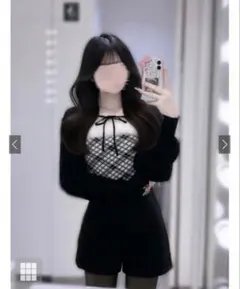 アーガイル柄ファーキャミソール×ボレロニットアンサンブル[an1840]