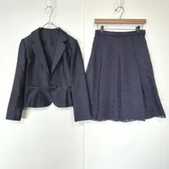K&S　セレモニースーツ　スカートスーツ　　ビジュー　ドット　ネイビー　11AR