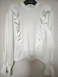 新品未使用大人かわいい長袖 トップス 白色　フリーサイズ透けなし　伸縮性あり