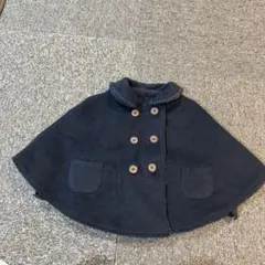 ブランシェス　ネイビー フリース ファーポンチョ アウター