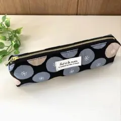 ハンドメイド　ペンケース　北欧花柄　生成り　ピンク&ブルー