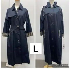 新品64431 アクアスキュータム 　Lサイズ ネイ―ビ紺レインコート　収納袋付