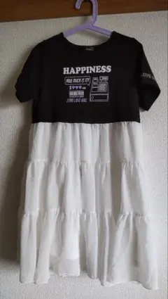 JENNI Love ティアードドレス 半袖 黒白