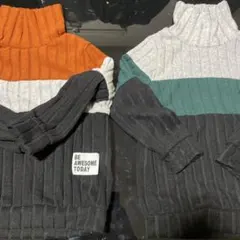 リブ編みタートルネックニット 2枚セット