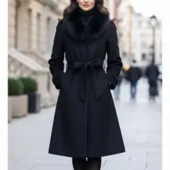 ココアさま 美品✨フォクスファー カシミヤ ロングコート　ブラック　9号　カシミ