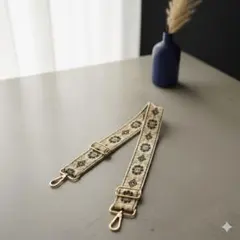 刺繍バッグストラップ 幅広 ショルダーストラップ【長さ調整可 / 花柄】①