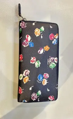 COACH 花柄 長財布 黒