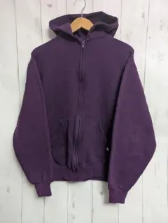 90s USA製 RUSSELL ジップアップ 無地 パーカー M m51