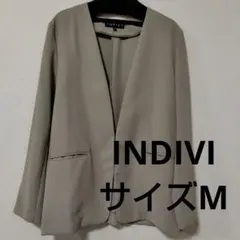 INDIVI ノーカラージャケット Mサイズ グレー