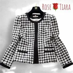 【美品✨】Rose Tiara ツイード ノーカラージャケット 千鳥柄 上品✨M