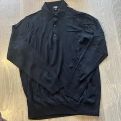 UNIQLO ブラック　メリノウールニットポロシャツ XL