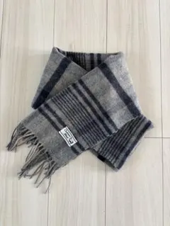 ウール混紡 チェック柄マフラー グレー系