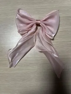 ピンク リボンヘアアクセサリー クリップ式