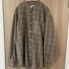 ブラウン系チェック フランネル長袖シャツ　センスオブプレイス