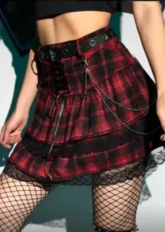 赤黒 チェック ミニスカート