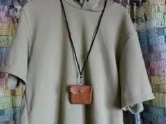 ハンドメイド23128 ミニ財布 手縫い 本革　ブラウン　茶色