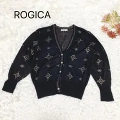 s.2170【ロジカ】長袖 ニット カーディガン 総柄 オシャレ ゴールドラメ