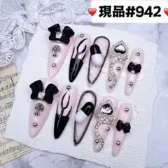 942現品推しネイルチップ付け爪量産型姫ギャルクロムハーツチークy2k痛ネイル