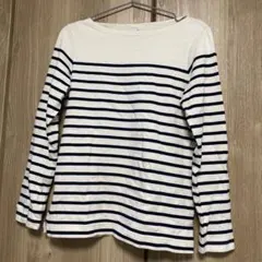 Mサイズ 白とネイビー ストライプ 長袖カットソー　無印良品