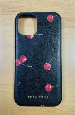 MIU MIU iPhoneケース チェリー柄 ブラック　１２/１２Pro