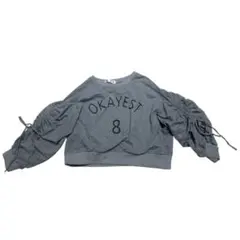 薄手 トップス 長袖 ショート丈 グレー J・S ロゴ sizeF