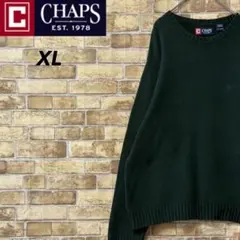 チャップス　ニット　セーター　コットン　刺繍ロゴ　　ダークグリーン　XLのサムネイル