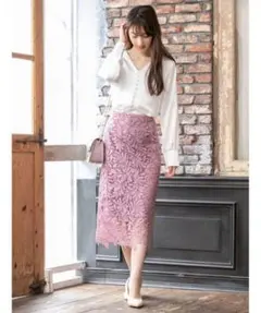 新品タグ付き フィフス fifth レースロングタイトスカート ラベンダー