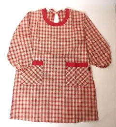 エプロン　割烹着　保育士　幼稚園教諭　介護士　レッド　チェック