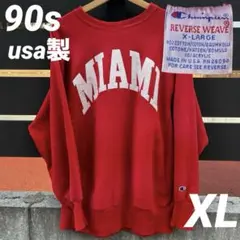 90s チャンピオン　リバースウィーブ　刺繍タグ　ビンテージ　MIAMI XL