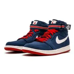 ネイビー/レッド ハイカットスニーカー