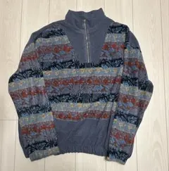 総柄ハーフジップフリース