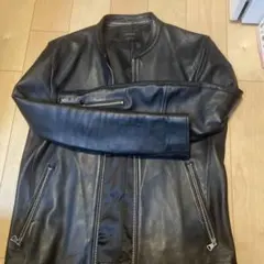 STUDIOUS ブラック レザー シングルライダースジャケット