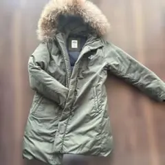 DANTON オリーブ ロングジャケット ファー付き　36サイズ