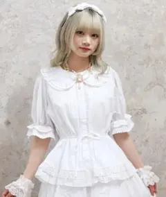 axes femme kawaii 半袖丸襟コットンブラウス 白 - メルカリ