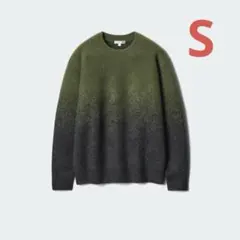 新品 ユニクロ スフレヤーングラデーションクルーネックセーター オリーブ S