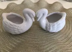 白鳥型陶器プランター 2個セット