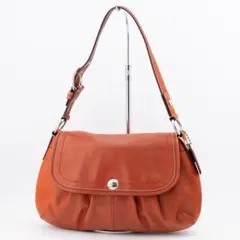 A244【COACH／コーチ】ショルダーバッグ　ハンドバッグ　レザー　テラコッタ