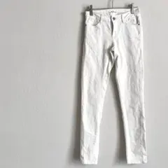 ＊ネイビー＊ スキニーパンツ ストレート ホワイトデニム 綿混 無地 カジュアル