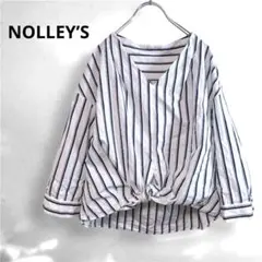 【ia17】NOLLEY’S ストライプブラウス 38 M白×ネイビー 2WAY