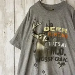 VINTAGE 古着 半袖 tシャツ 灰色 ネイビー ビックプリント アニマル