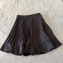 CUTE A CUTE ブラック プリーツスカート M 裾切り替え デザイン